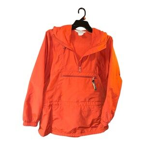 L.L. Bean Orange Trench Coat with Hood and Water-Resistant Fabric